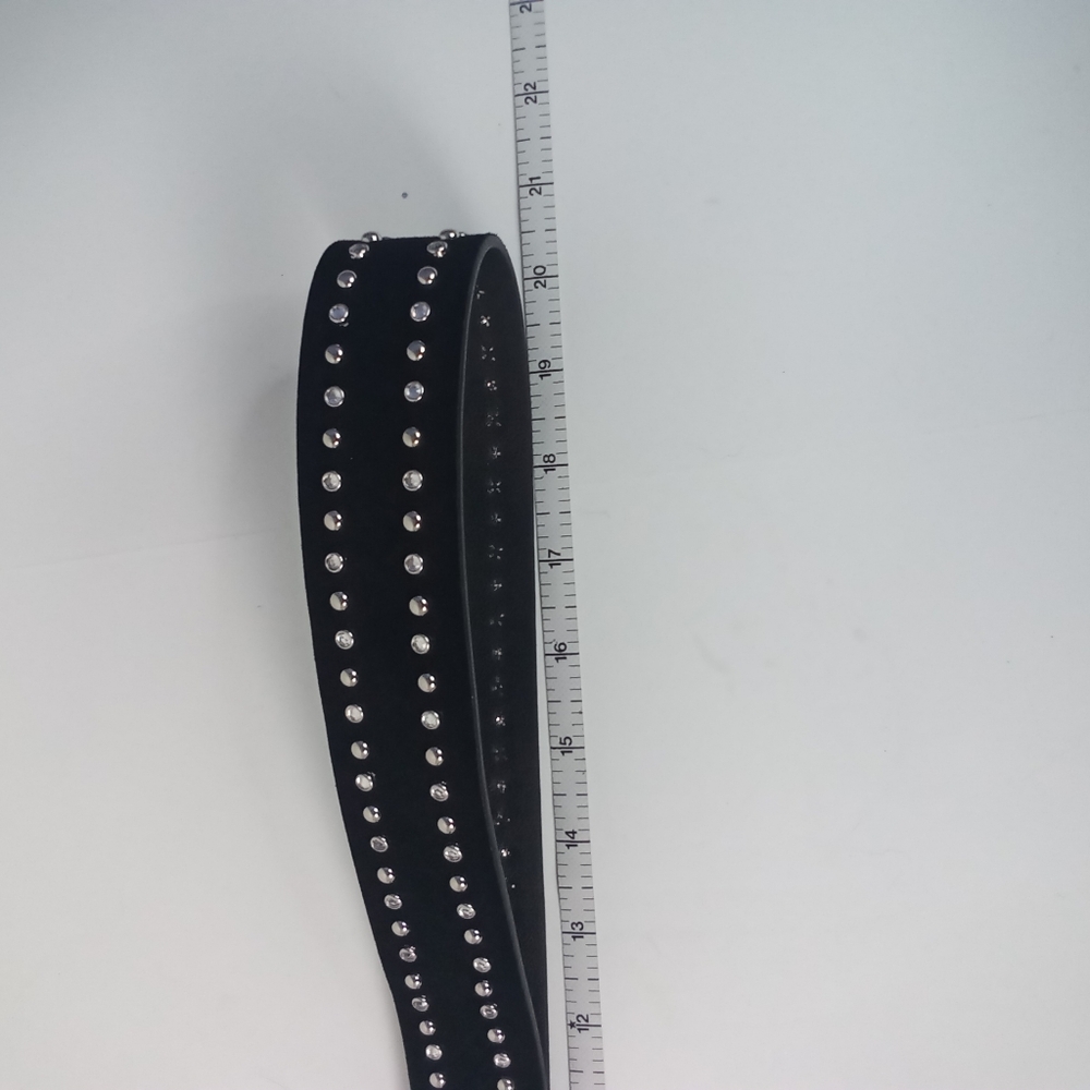 Anthropologie Rhinestone Studded Black Leather Belt Silver Accents Western NWOT - Picture 10 of 10